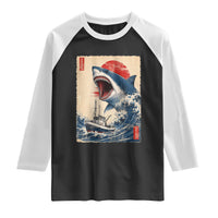 Megalodon Shark Japanese Vintage Graphic Ukiyo e Art Raglan Shirt