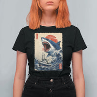 Megalodon Shark Japanese Vintage Graphic Ukiyo e Art T Shirt For Women