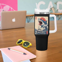 Megalodon Shark Japanese Vintage Graphic Ukiyo e Art Tumbler With Handle