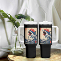 Megalodon Shark Japanese Vintage Graphic Ukiyo e Art Tumbler With Handle