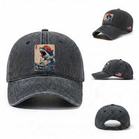 Megalodon Shark Japanese Vintage Graphic Ukiyo e Art Washed Cotton Baseball Cap