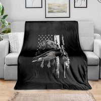 Duck Hunting Dog Back Lab Vintage American Flag Throw Blanket - Wonder Print Shop