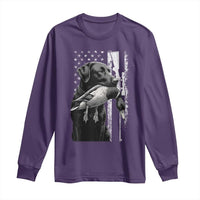 Duck Hunting Dog Back Lab Vintage American Flag Long Sleeve Shirt - Wonder Print Shop