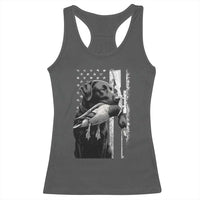 Duck Hunting Dog Back Lab Vintage American Flag Racerback Tank Top - Wonder Print Shop