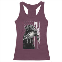Duck Hunting Dog Back Lab Vintage American Flag Racerback Tank Top - Wonder Print Shop