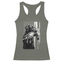 Duck Hunting Dog Back Lab Vintage American Flag Racerback Tank Top - Wonder Print Shop