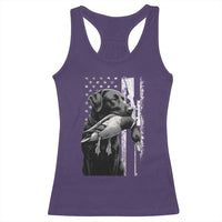 Duck Hunting Dog Back Lab Vintage American Flag Racerback Tank Top - Wonder Print Shop