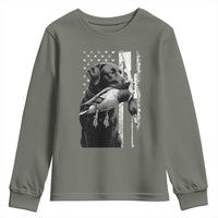 Duck Hunting Dog Back Lab Vintage American Flag Youth Sweatshirt - Wonder Print Shop