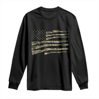 Hunting Guns Vintage Camo American Flag Long Sleeve Shirt - Wonder Print Shop