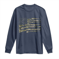 Hunting Guns Vintage Camo American Flag Long Sleeve Shirt - Wonder Print Shop