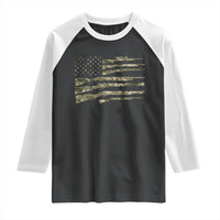 Hunting Guns Vintage Camo American Flag Raglan Shirt - Wonder Print Shop