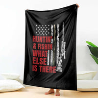 Hunting And Fishing What Else Is There Throw Blanket Vintage American Flag - Wonder Print Shop