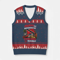 Trinidad And Tobago Independence Day V-Neck Knit Sweater Vest Trinidadian Heritage Steelpan Scarlet Ibis