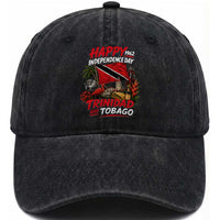 Trinidad And Tobago Independence Day Washed Cotton Baseball Cap Trinidadian Heritage Steelpan Scarlet Ibis