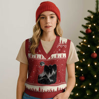 Mothman Howling at Moon 90s Retro V-Neck Knit Sweater Vest Funny West Virginia Cryptid