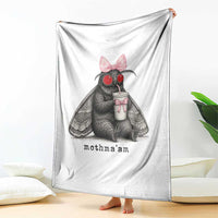 Funny Mothman Mothma'am Cute Pink Bow Coquette Throw Blanket