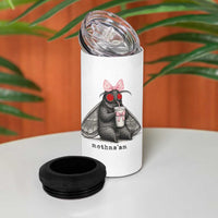 Funny Mothman Mothma'am Cute Pink Bow Coquette 4 in 1 Can Cooler Tumbler
