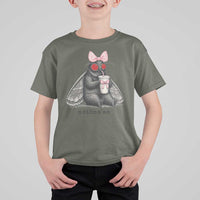 Funny Mothman Mothma'am Cute Pink Bow Coquette T Shirt For Kid