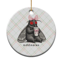 Funny Mothman Mothma'am Cute Pink Bow Coquette Ceramic Ornament