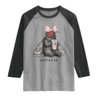 Funny Mothman Mothma'am Cute Pink Bow Coquette Raglan Shirt