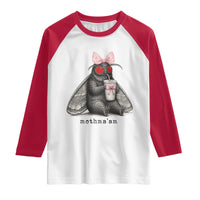 Funny Mothman Mothma'am Cute Pink Bow Coquette Raglan Shirt
