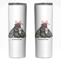 Funny Mothman Mothma'am Cute Pink Bow Coquette Skinny Tumbler