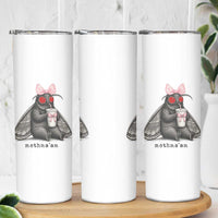 Funny Mothman Mothma'am Cute Pink Bow Coquette Skinny Tumbler