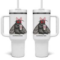 Funny Mothman Mothma'am Cute Pink Bow Coquette Tumbler With Handle