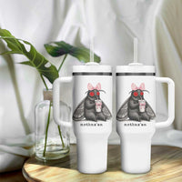 Funny Mothman Mothma'am Cute Pink Bow Coquette Tumbler With Handle