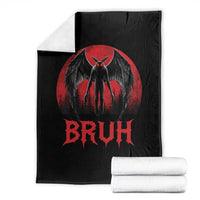 Funny Bruh Mothman Throw Blanket Cryptozoology Cryptid Humor Weirdcore Horror Moon