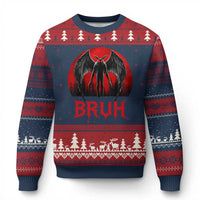 Funny Bruh Mothman Ugly Christmas Sweater Cryptozoology Cryptid Humor Weirdcore Horror Moon