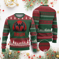 Funny Bruh Mothman Ugly Christmas Sweater Cryptozoology Cryptid Humor Weirdcore Horror Moon
