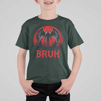 Funny Bruh Mothman T Shirt For Kid Cryptozoology Cryptid Humor Weirdcore Horror Moon