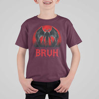 Funny Bruh Mothman T Shirt For Kid Cryptozoology Cryptid Humor Weirdcore Horror Moon