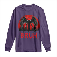 Funny Bruh Mothman Long Sleeve Shirt Cryptozoology Cryptid Humor Weirdcore Horror Moon