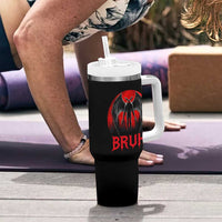 Funny Bruh Mothman Tumbler With Handle Cryptozoology Cryptid Humor Weirdcore Horror Moon