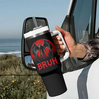 Funny Bruh Mothman Tumbler With Handle Cryptozoology Cryptid Humor Weirdcore Horror Moon