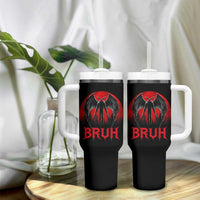 Funny Bruh Mothman Tumbler With Handle Cryptozoology Cryptid Humor Weirdcore Horror Moon