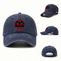 Funny Bruh Mothman Washed Cotton Baseball Cap Cryptozoology Cryptid Humor Weirdcore Horror Moon