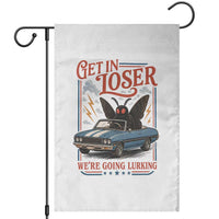 Funny Mothman Garden Flag Get In Loser We Are Going Lurking Cryptid Lover