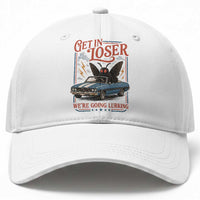 Funny Mothman Baseball Cap Get In Loser We Are Going Lurking Cryptid Lover