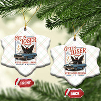 Funny Mothman Ceramic Ornament Get In Loser We Are Going Lurking Cryptid Lover