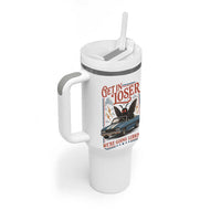 Funny Mothman Tumbler With Handle Get In Loser We Are Going Lurking Cryptid Lover