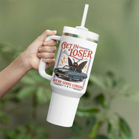 Funny Mothman Tumbler With Handle Get In Loser We Are Going Lurking Cryptid Lover