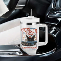 Funny Mothman Tumbler With Handle Get In Loser We Are Going Lurking Cryptid Lover
