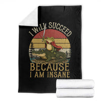 I Will Succeed Because I Am Insane Funny Frog Riding Alligator Throw Blanket