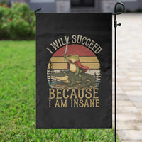 I Will Succeed Because I Am Insane Funny Frog Riding Alligator Garden Flag