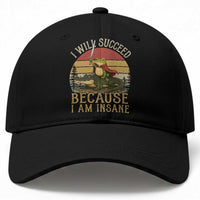 I Will Succeed Because I Am Insane Funny Frog Riding Alligator Baseball Cap