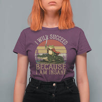 I Will Succeed Because I Am Insane Funny Frog Riding Alligator T Shirt For Women