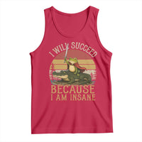 I Will Succeed Because I Am Insane Funny Frog Riding Alligator Tank Top